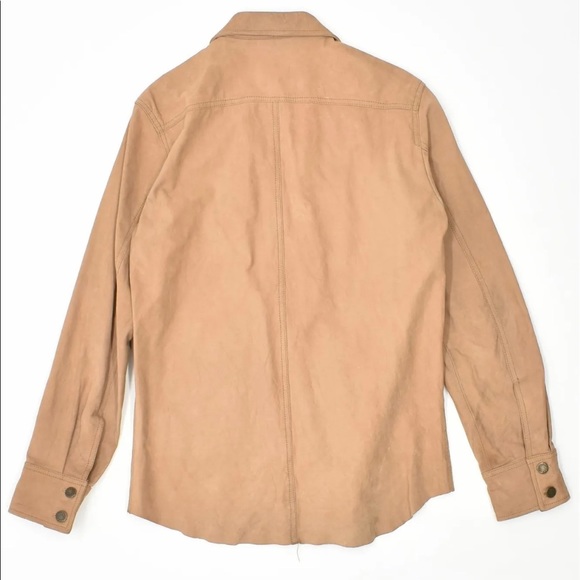 😈Sexy Vintage Light Camel 💯 Calf Leather Shirt Jacket*EVC - Picture 2 of 4